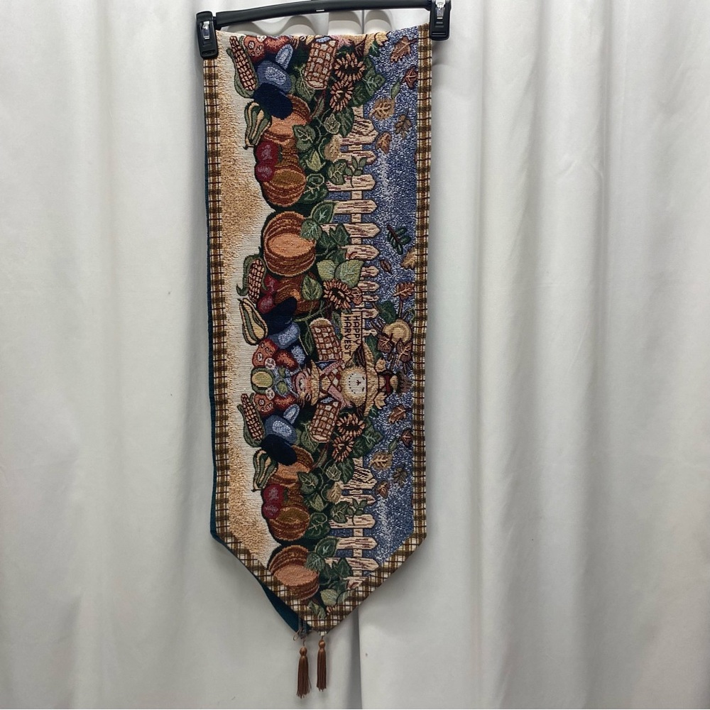 Happy Harvest table runner 70 " -73" vintage pumpkin scarecrow fall Thanksgiving - Picture 5 of 9